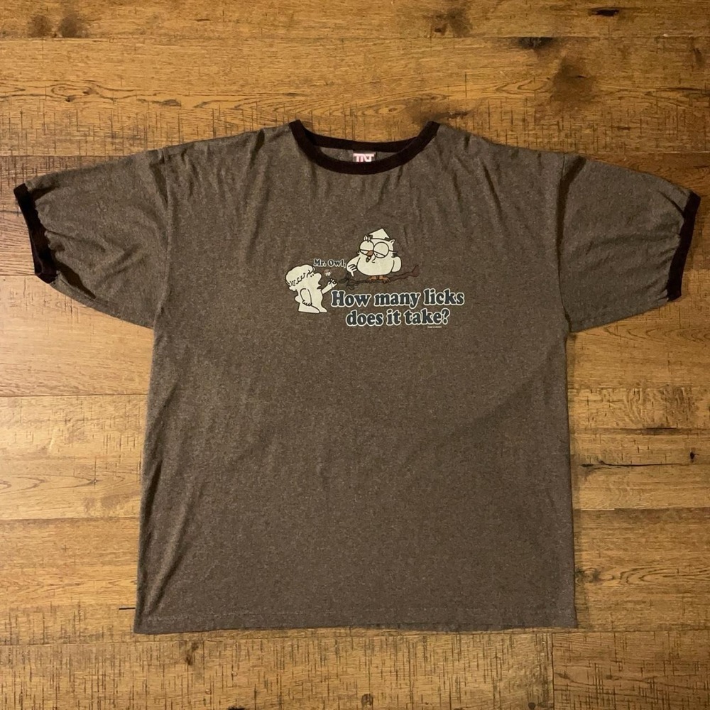 Tootsie Pop Ringer T-Shirt Mens XXL Brown Vintage Mr Owl Funny Graphic Tee
